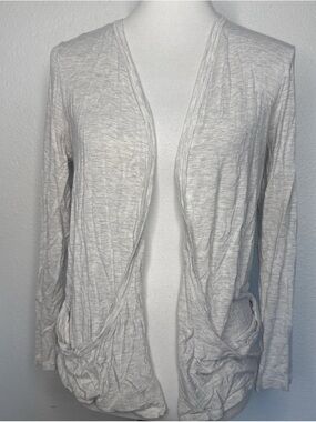 Women's Light Gray Open-Front Lightweight Cardigan